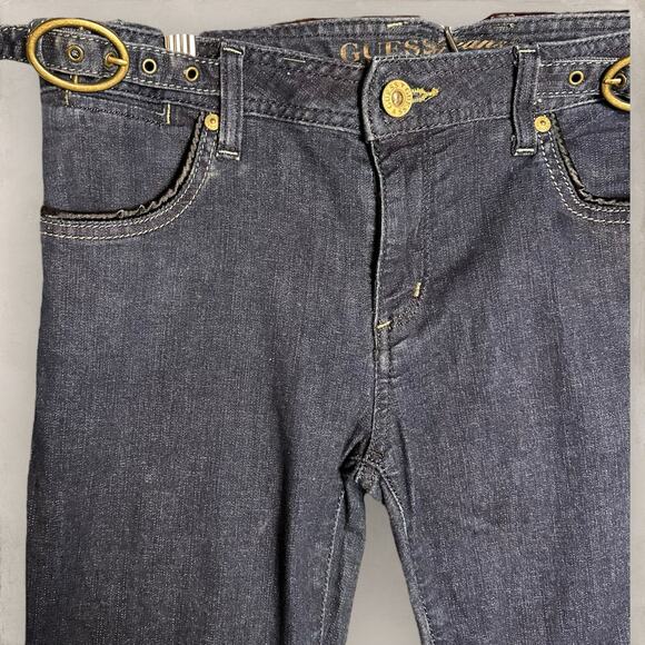 Y2K Guess Jeans Flare Denim Buckle Detail Low Rise Wide Leg Size 29 - Picture 3 of 6